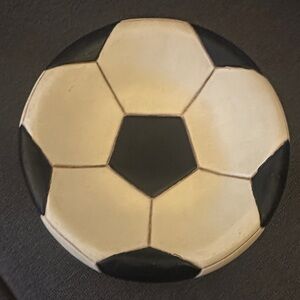 Russ Handpainted Black and White Soccer Ball Small Dish
